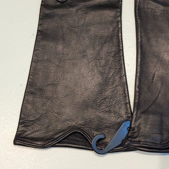 Black Italian Leather Long Gloves - Picture 7 of 7